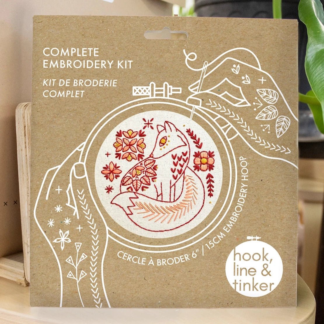Folk Fox Complete Embroidery Kit - Hook, Line, &amp; Tinker Embroidery Kits - The Little Yarn Store