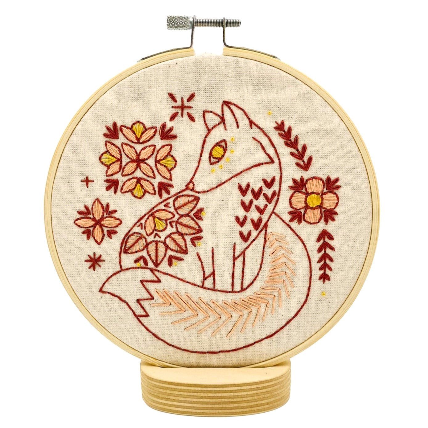 Folk Fox Complete Embroidery Kit - Hook, Line, &amp; Tinker Embroidery Kits - The Little Yarn Store