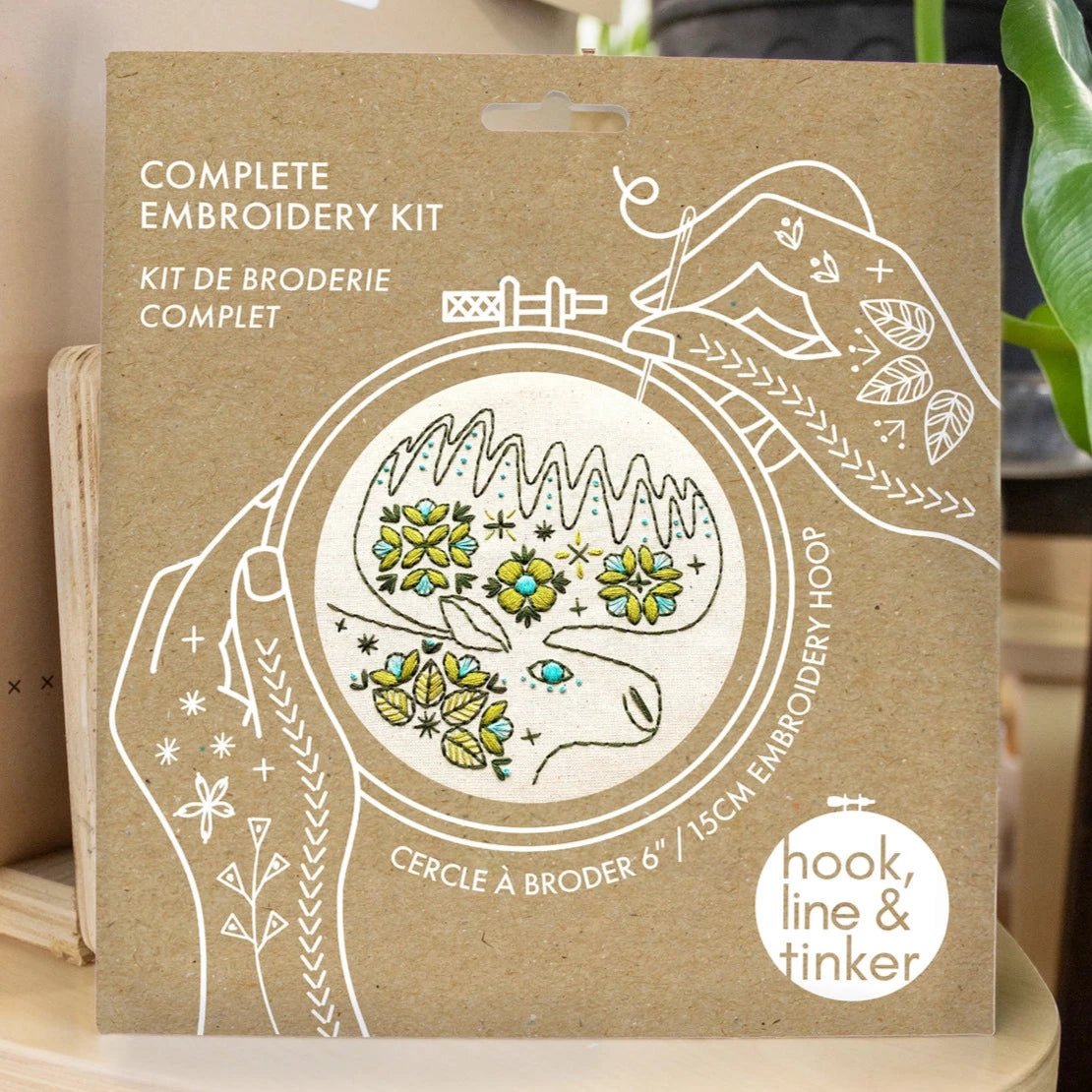 Folk Moose Complete Embroidery Kit - Hook, Line, &amp; Tinker Embroidery Kits - The Little Yarn Store
