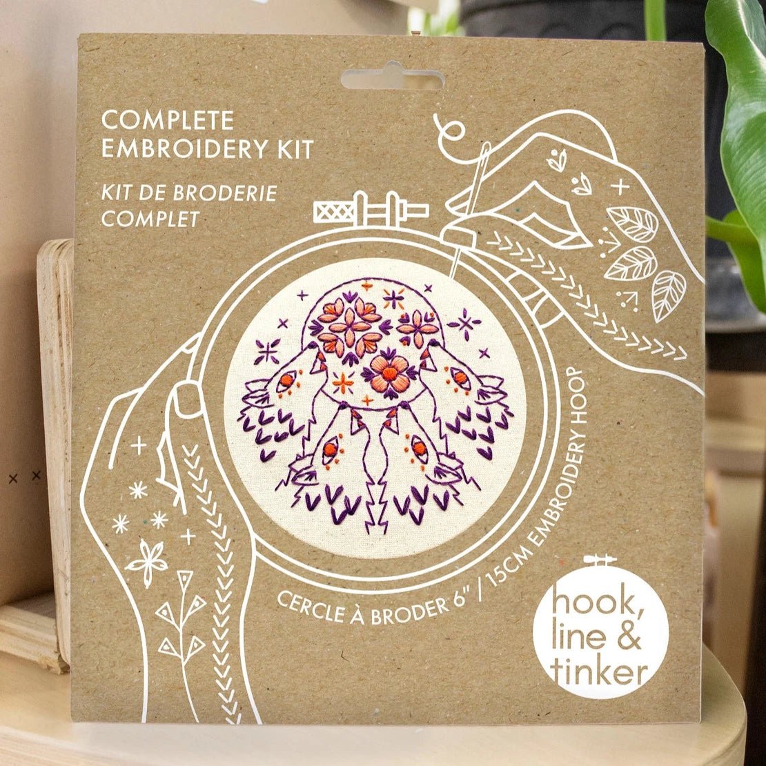 Folk Wolves Complete Embroidery Kit - Hook, Line, &amp; Tinker Embroidery Kits - The Little Yarn Store