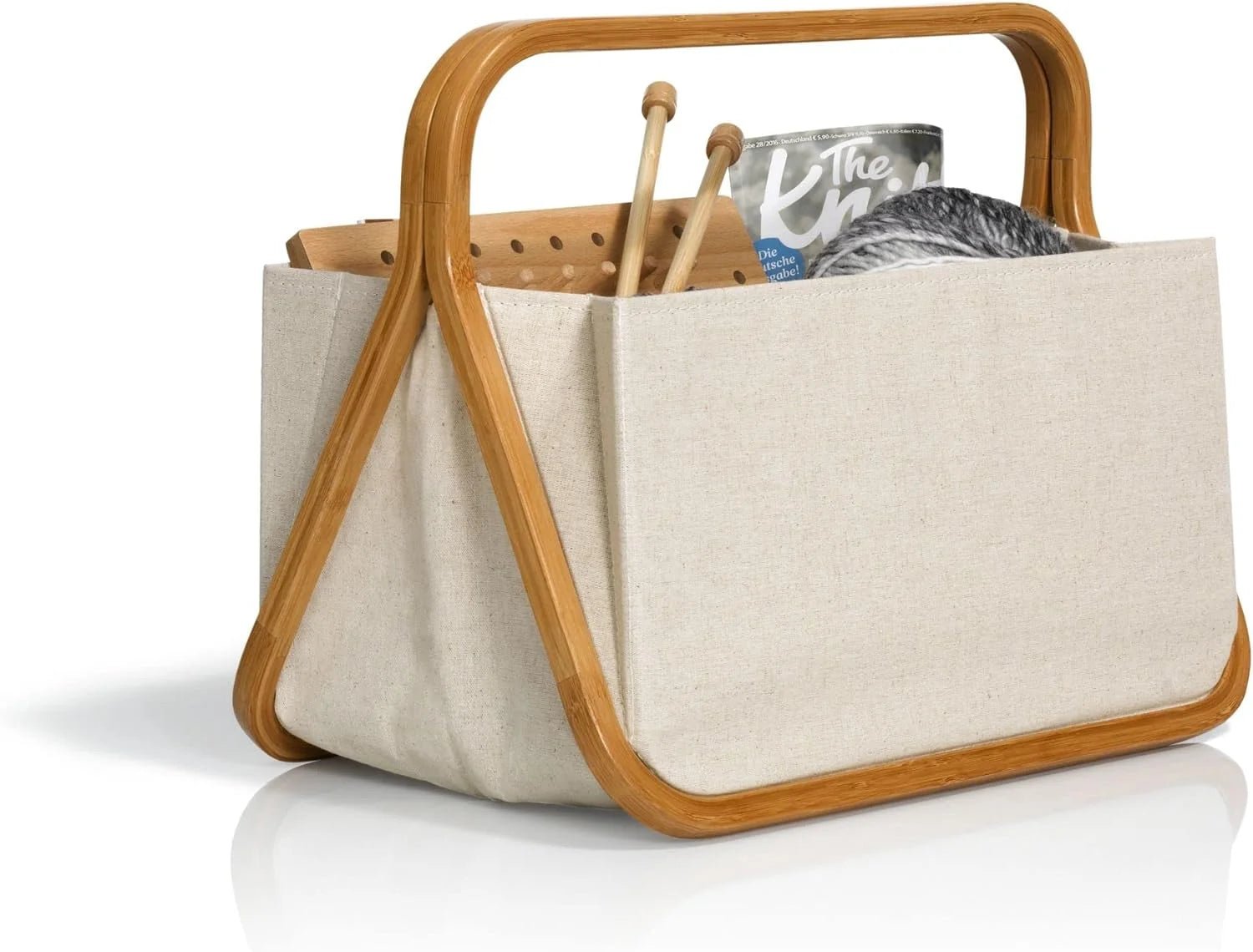 Prym Canvas and Bamboo Fold and Store Basket - Prym - The Little Yarn Store