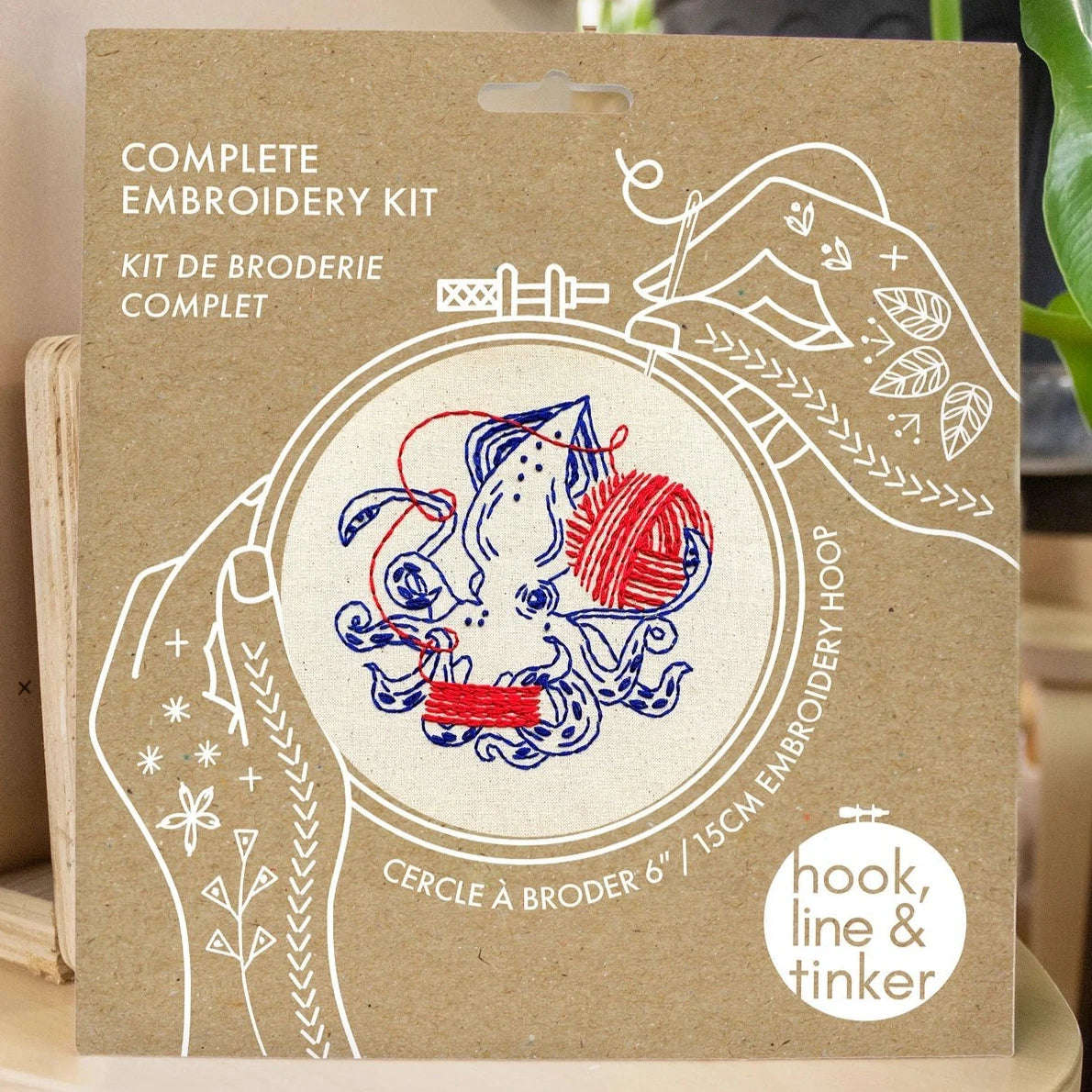 Squid Balling Yarn Complete Embroidery Kit - Hook, Line, & Tinker Embroidery Kits - The Little Yarn Store
