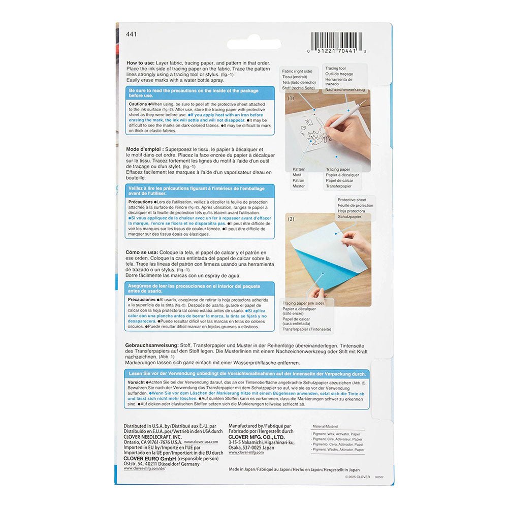 Clover Water Erasable Tracing Paper - Clover - The Little Yarn Store