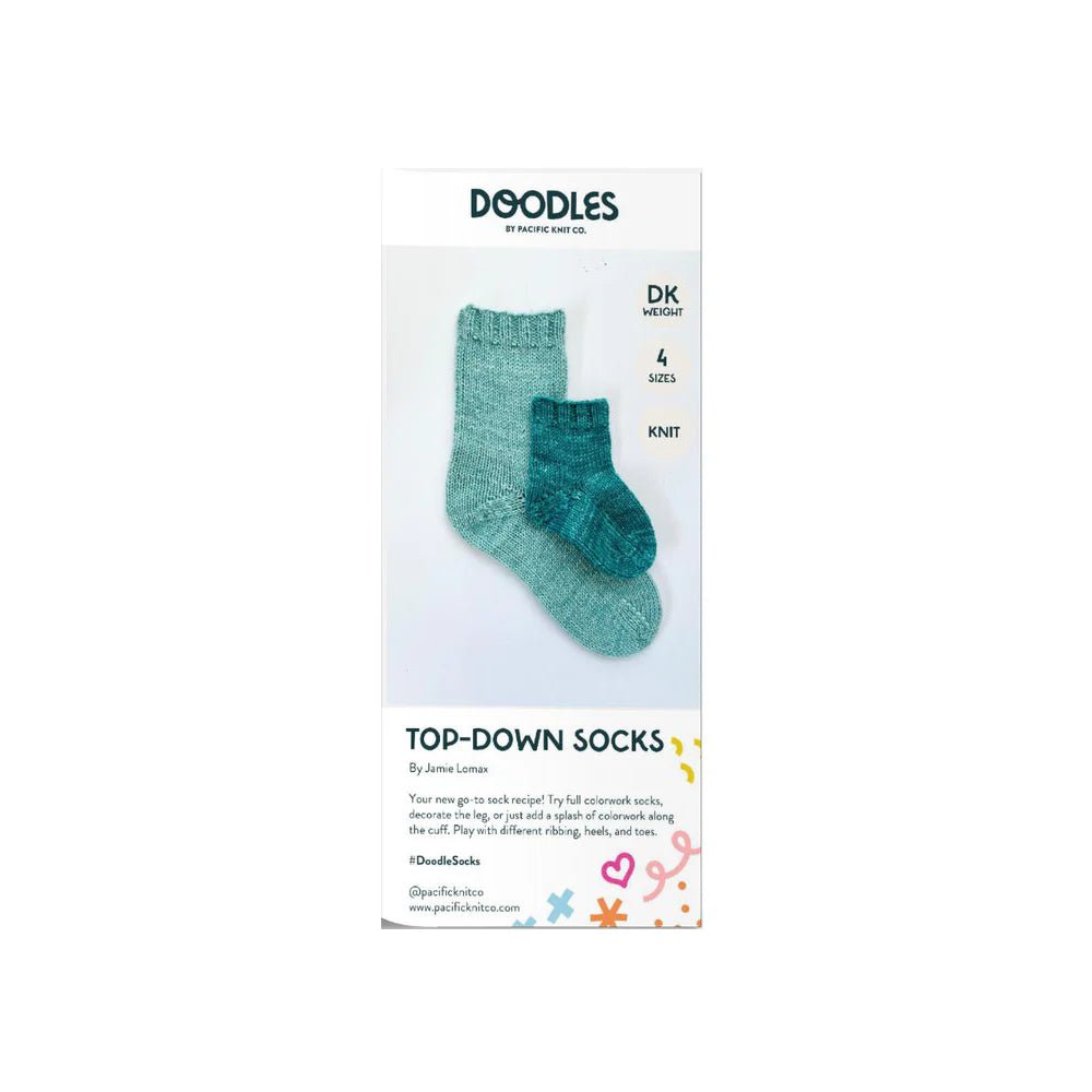 Pacific Knit Co. Base Patterns - Pacific Knit Co. - Base Doodle Top - Down Socks - DK Weight - The Little Yarn Store