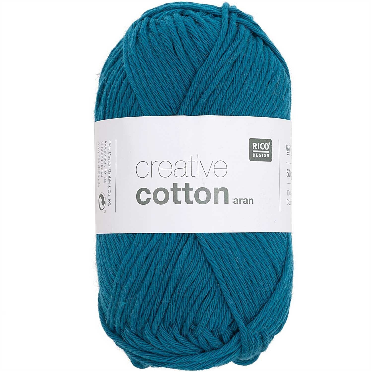 Rico Creative Cotton Aran - Rico 82 Ocean Blue - The Little Yarn Store