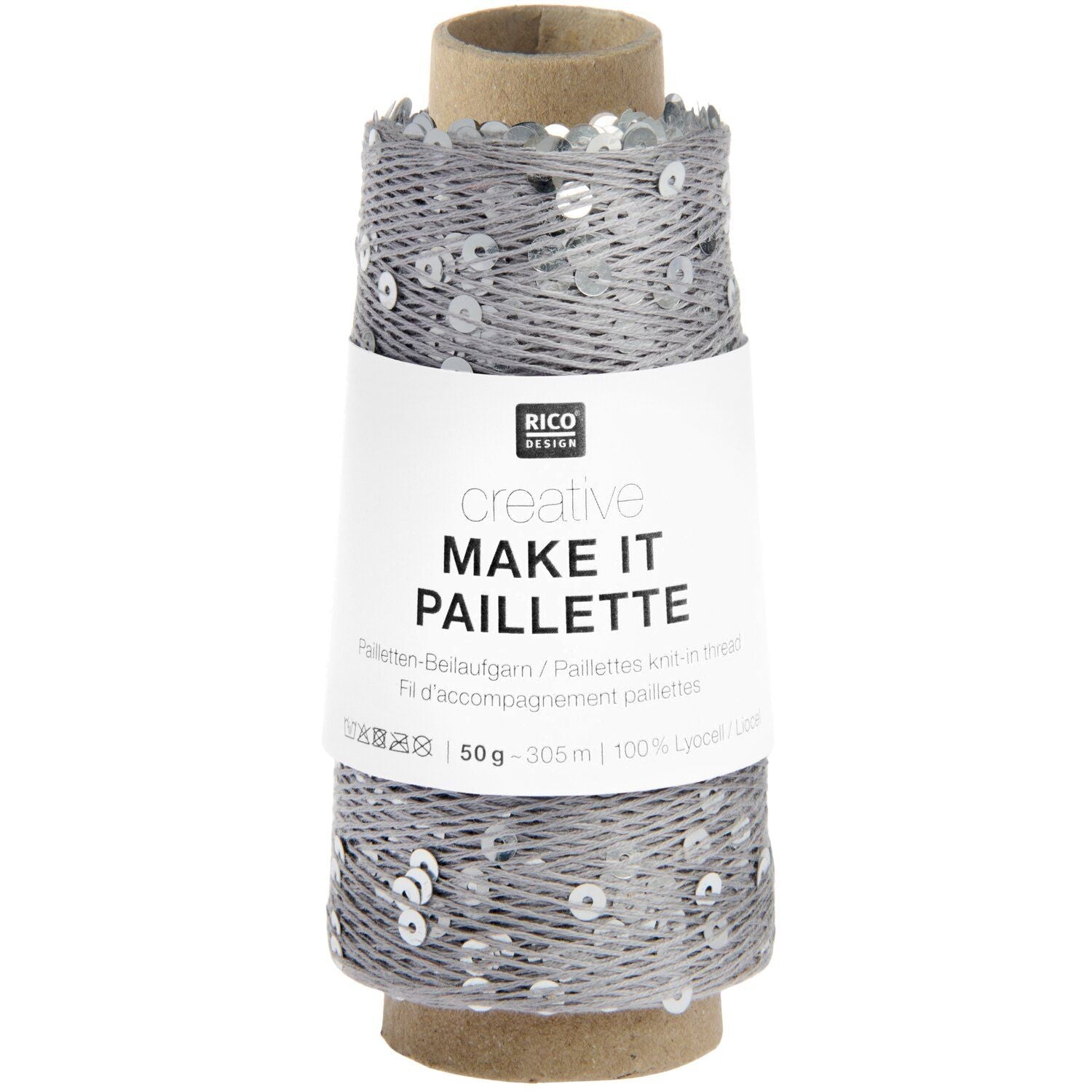 Rico Creative Make It Paillette - Rico 010 Grey - The Little Yarn Store