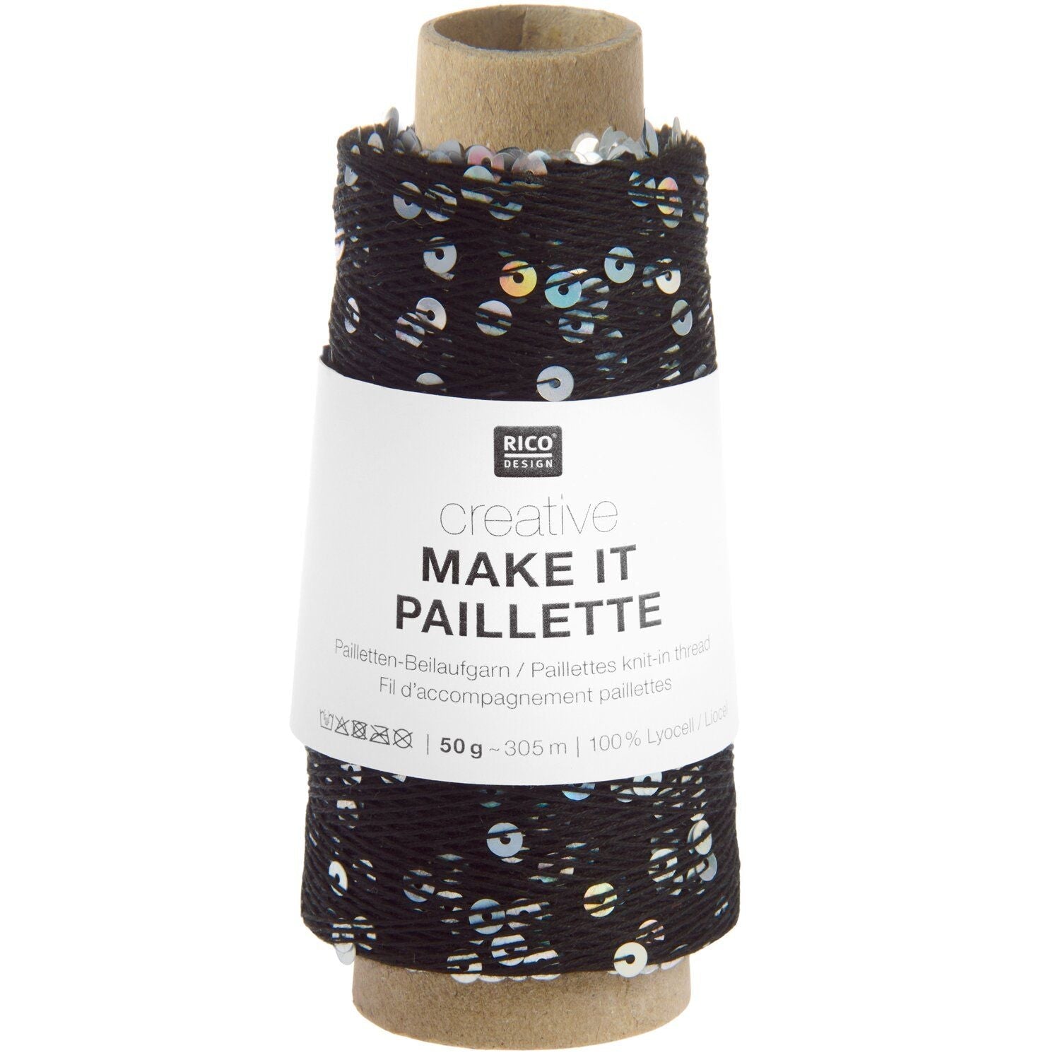 Rico Creative Make It Paillette - Rico 012 Schwarz Silver - The Little Yarn Store