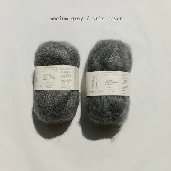 Biches &amp; Buches Le Petit Silk &amp; Mohair - Medium Grey - 2 Ply - Biches &amp; Buches - The Little Yarn Store