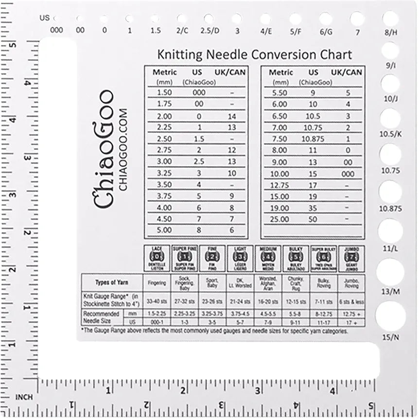 ChiaoGoo Swatch and Needle Gauge - ChiaoGoo - New - The Little Yarn Store