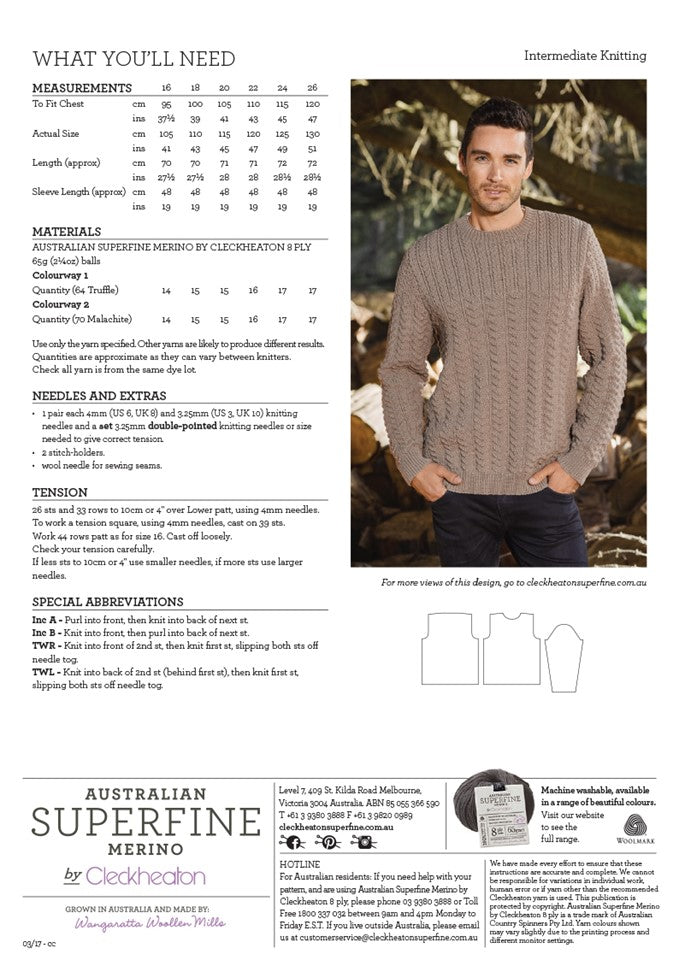 Cleckheaton Textured Pullover - Cleckheaton - Patterns - The Little Yarn Store