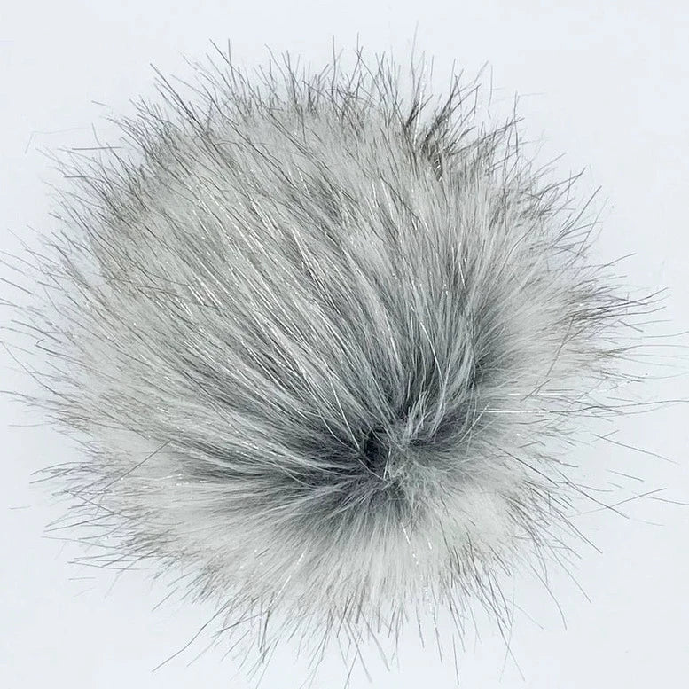 Faux Fur Pom Poms - Silver Shimmer - LovelyLoopsDesigns - New - The Little Yarn Store