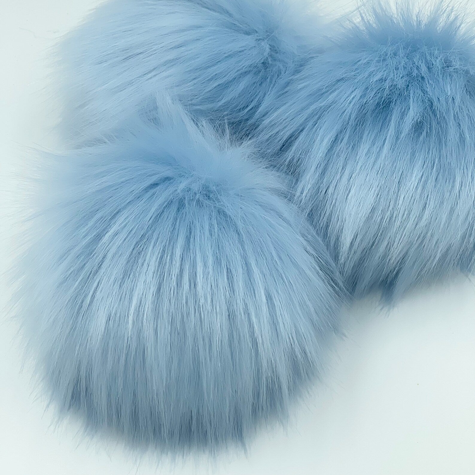 Faux Fur Pom Poms - Pastel Blue - LovelyLoopsDesigns - New - The Little Yarn Store