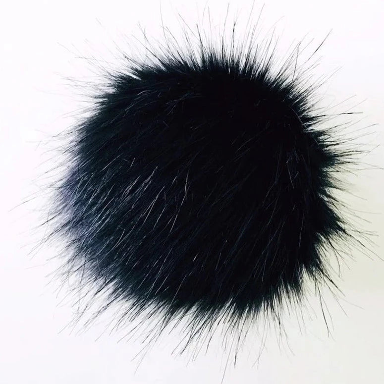 Faux Fur Pom Poms - Obsidian Black - LovelyLoopsDesigns - New - The Little Yarn Store