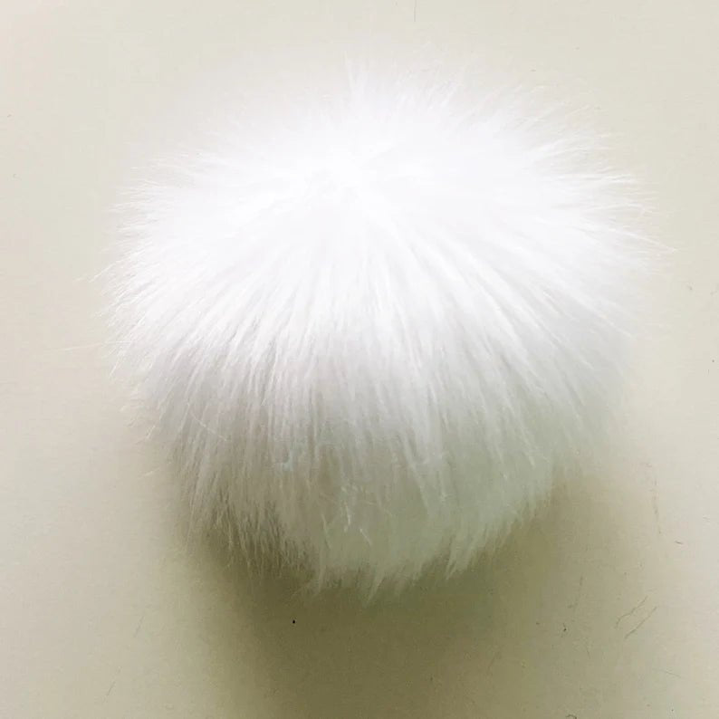 Faux Fur Pom Poms - Snow White - LovelyLoopsDesigns - New - The Little Yarn Store