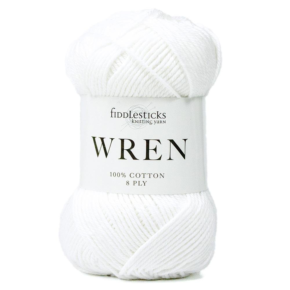 Fiddlesticks Wren - 002 White - 8 Ply - Cotton - The Little Yarn Store