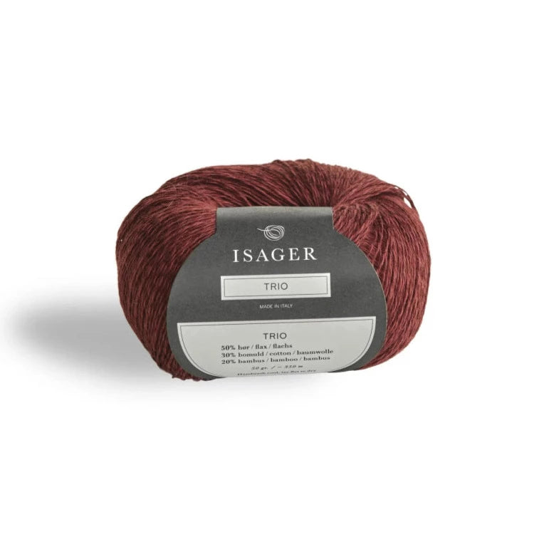 Isager Trio 1 - Bordeaux - 2 Ply - Cotton - The Little Yarn Store