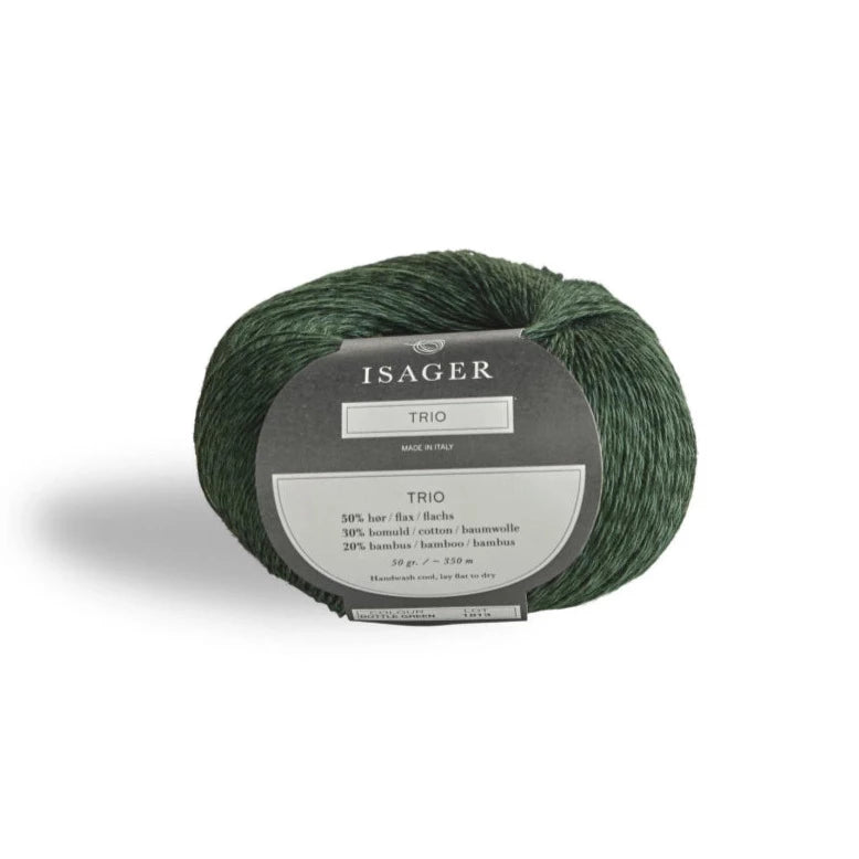 Isager Trio 1 - Bottle Green - 2 Ply - Cotton - The Little Yarn Store