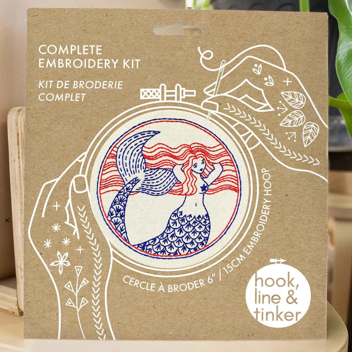 Mermaid Complete Embroidery Kit - Hook, Line, &amp; Tinker Embroidery Kits - The Little Yarn Store