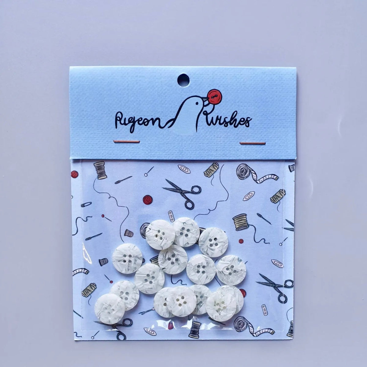 Pigeon Wishes 15 MM Buttons - Snowfall - Coming Soon - Notions - The Little Yarn Store
