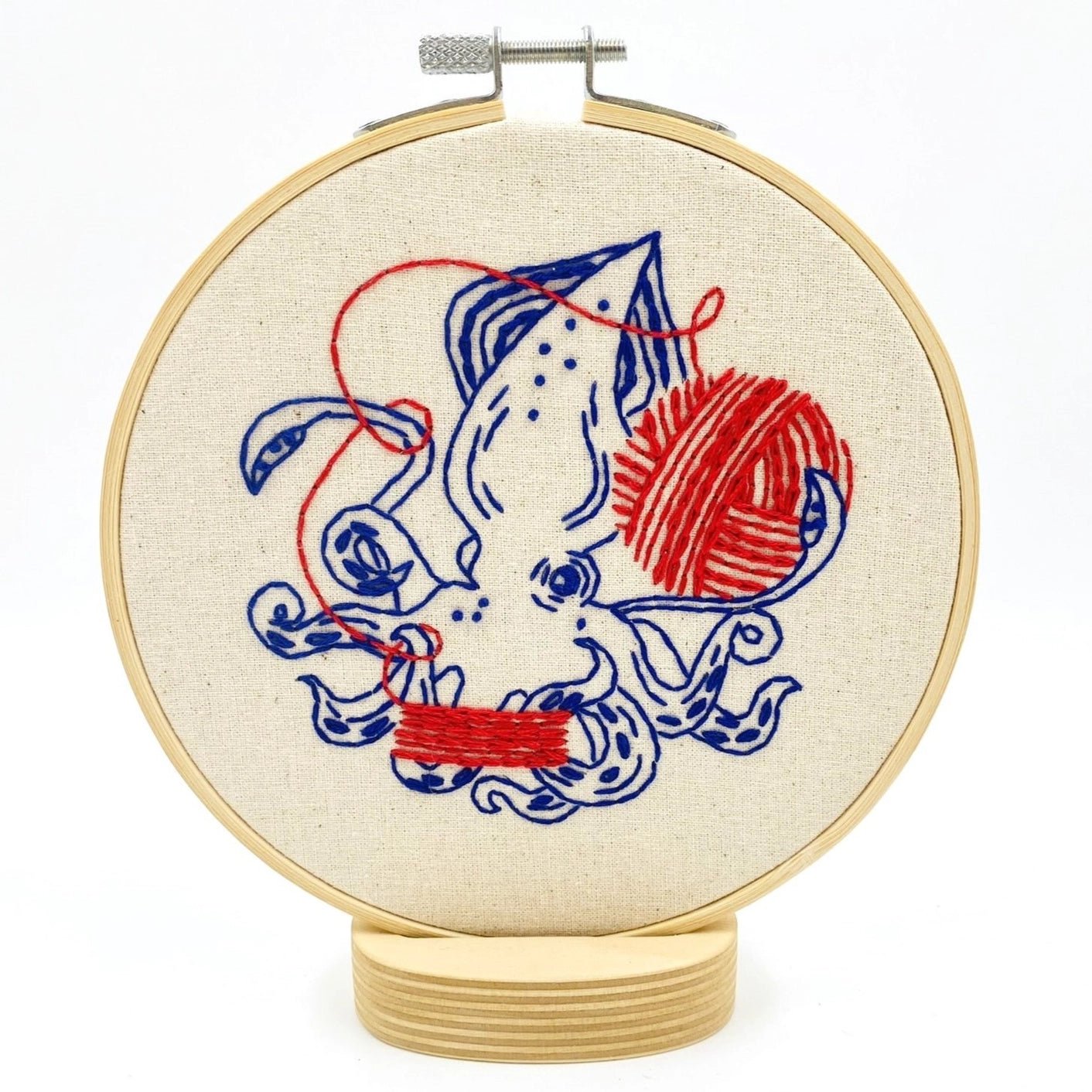 Squid Balling Yarn Complete Embroidery Kit - Hook, Line, &amp; Tinker Embroidery Kits - The Little Yarn Store